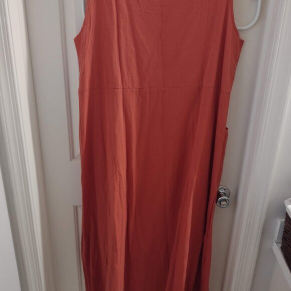 NEW Women's 2X linen-feel maxi dress - sleeveless w/pockets - Picture 2 of 3